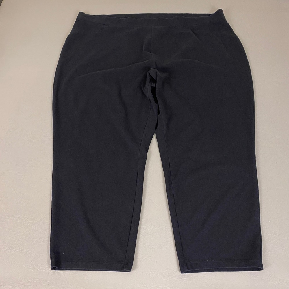 Susan Graver Weekend Crop Pants Womens Size 3XP Plus Petite Black Cotton Spandex